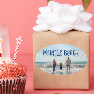 Sticker Ovale Souvenir de Myrtle Beach modifiable pour n'importe