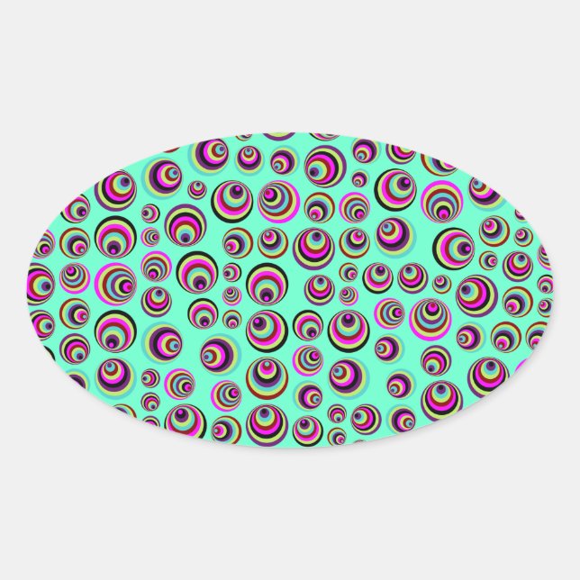 Sticker Ovale Spots psychiques colorés + votre arrière - plan &  (Devant)