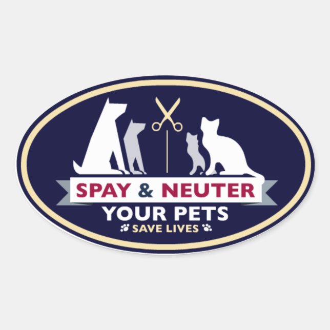 Sticker Ovale Spy & Neuter vos animaux domestiques (Devant)