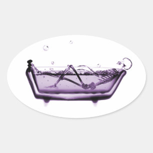 Sticker Ovale Squelette violet X-Ray dans bain