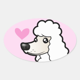 Sticker Ovale Standard/Miniature/Jouet Poodle Love (coupe de chi