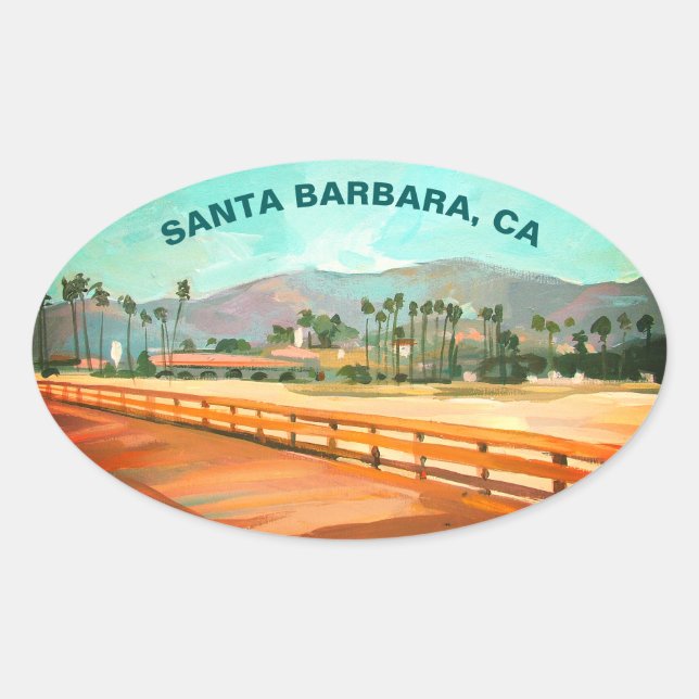 Sticker Ovale Stearns Wharf - Père Noël Barbara, CA (Devant)