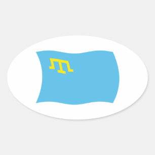 Sticker Ovale Sticule Drapeau Tatars De Crimée