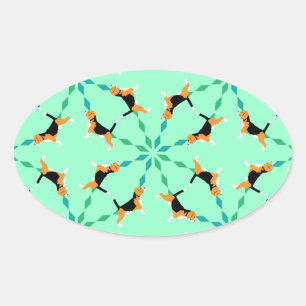 Sticker Ovale Style Beagle