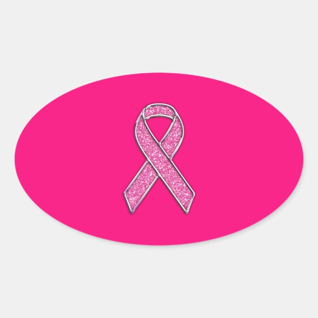 Sticker Ovale Style de Parties scintillant Chrome Vibrant Pink R (Devant)