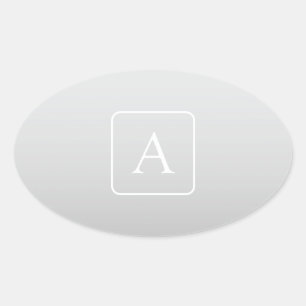 Sticker Ovale Subtil Gray Gradient Nom de famille Monogramme