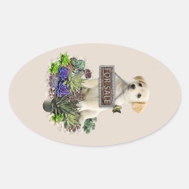 Sticker Ovale Succulents à vendre (Devant)