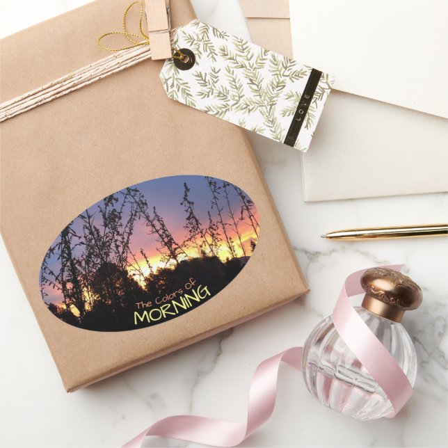 Sticker Ovale Sunrise Échauffe La Photo Horizon Personnalisée (Cadeaux)