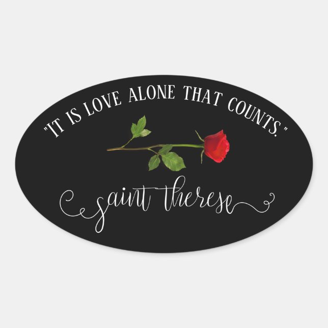 Sticker Ovale Superposition de script blanc | Rose rouge de Sain (Devant)