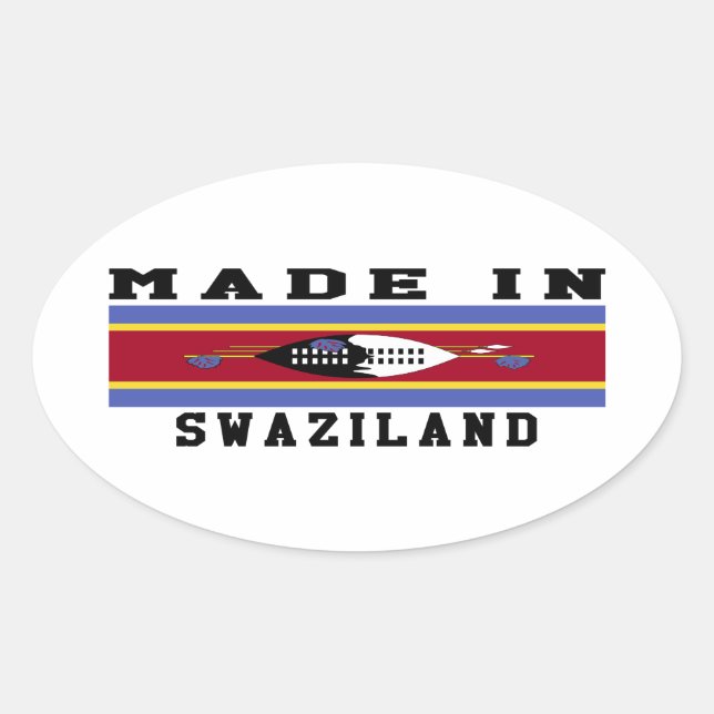 Sticker Ovale Swaziland Fabriqué Dans Des Designs (Devant)