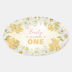 Sticker Ovale Sweet One Bumblebee 1ère fille Anniversaire Beeday