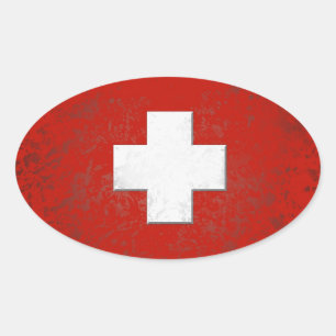 Sticker Ovale Swiss Flag