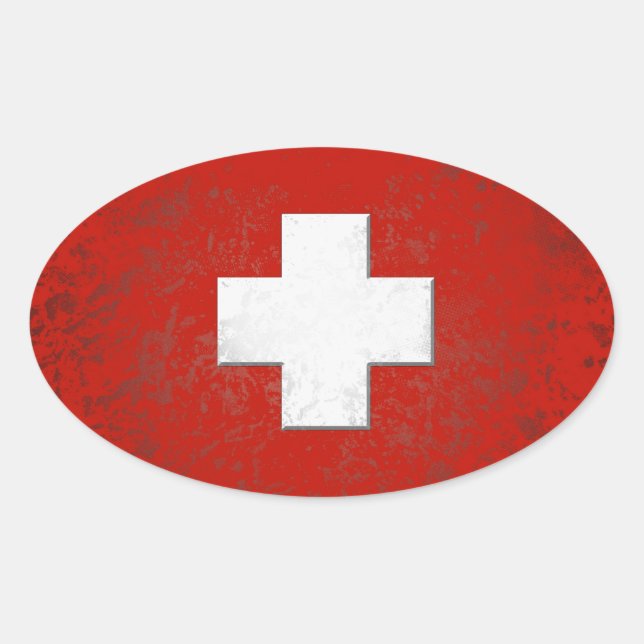 Sticker Ovale Swiss Flag (Devant)