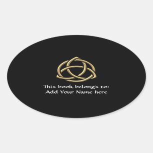 Sticker Ovale Symbole "à trois dimensions" d'or 2 de trinité