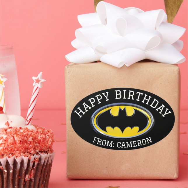 Sticker Ovale Symbole Batman | Logo classique | Joyeux anniversa (Fête)