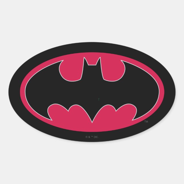 Sticker Ovale Symbole Batman | Logo noir rouge (Devant)