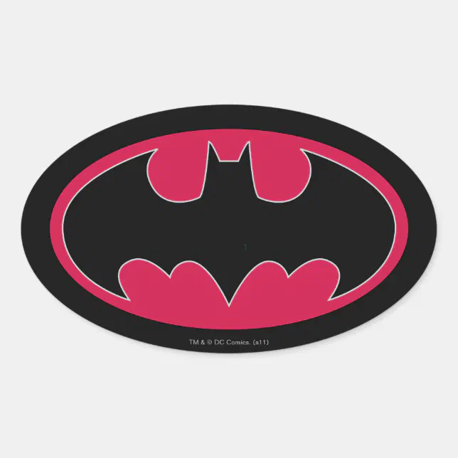 Sticker Ovale Symbole Batman, Logo noir rouge