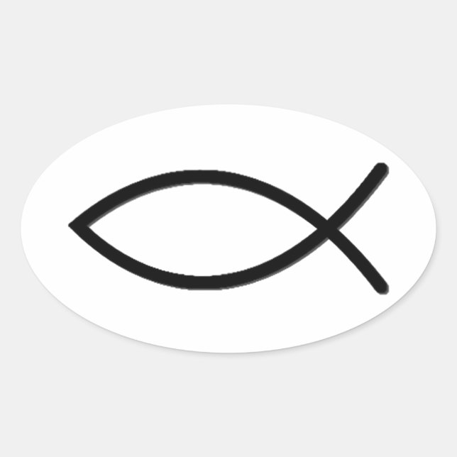 Sticker Ovale Symbole de poisson Ichthus (Devant)