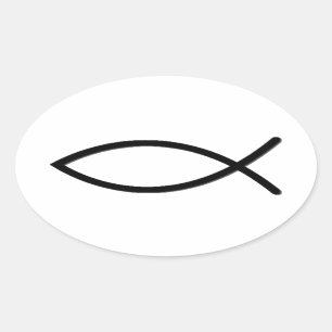Sticker Ovale Symbole de poisson Ichthus