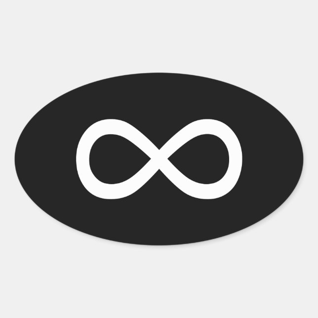 Sticker Ovale Symbole d'infini blanc (Devant)