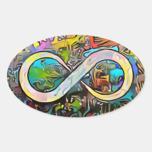 Sticker Ovale Symbole d'infini   Sensibilisation sur l'autisme N