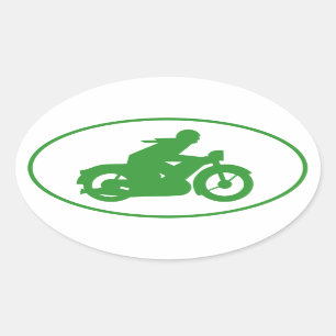 Sticker Ovale Symbole moto vert