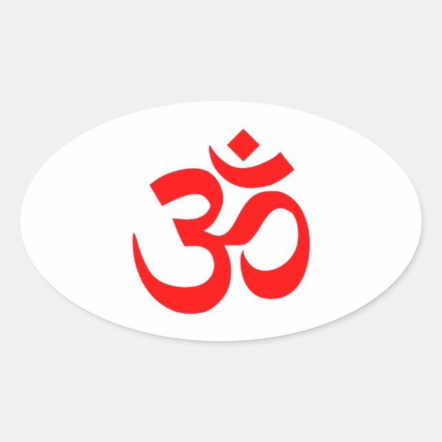 Sticker Ovale Symbole Om rouge (Devant)