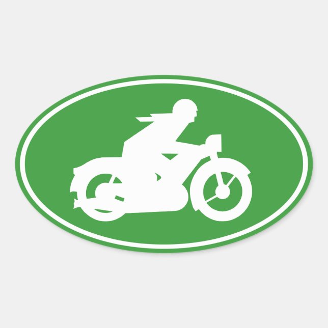 Sticker Ovale Symbole Silhouette Motorbiker (Devant)