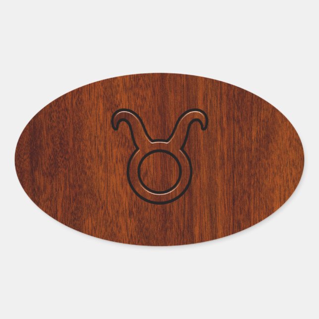 Sticker Ovale Symbole Taurus Zodiac en Mahogany Style imprimé (Devant)