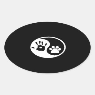 Sticker Ovale Symbole Yin-Yang à la main/à la main