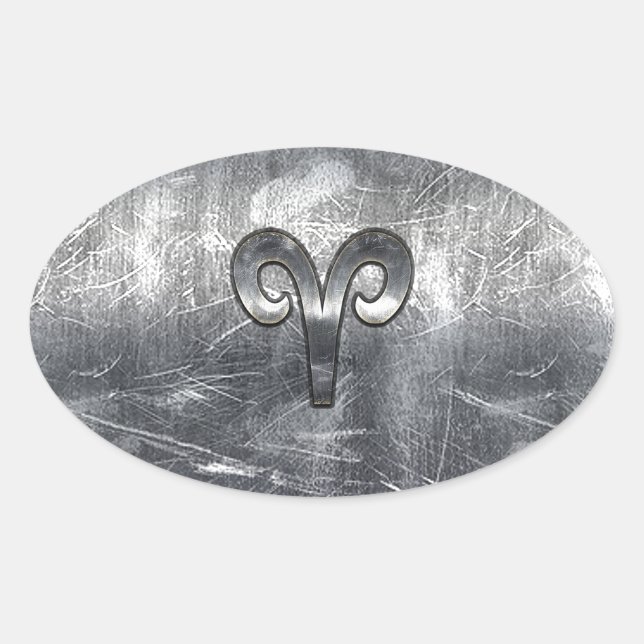 Sticker Ovale SYMBOLE Zodiaque Aries Style industriel (Devant)