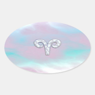 Sticker Ovale Symbole zodiaque de la Mère de style perle