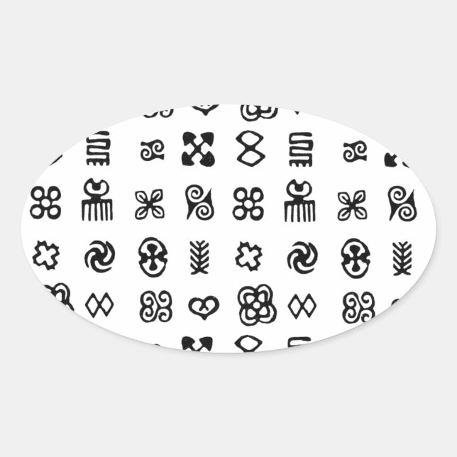 Sticker Ovale Symboles africains Adinkra (Devant)