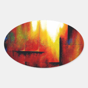 Sticker Ovale Tableau Abstrait de Hizli