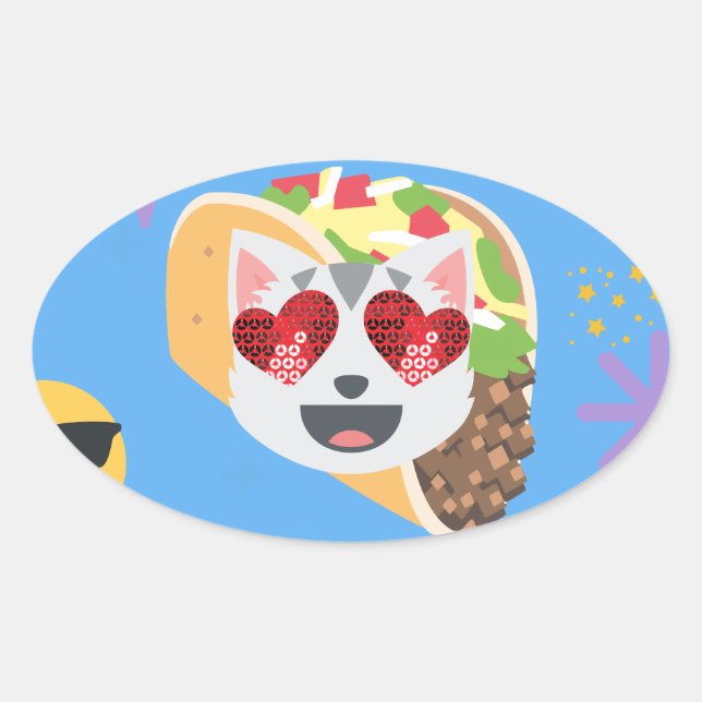 Sticker Ovale taco cat emoji (Devant)