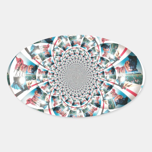 Sticker Ovale Tapisserie kényane Kaleidoscope (Devant)