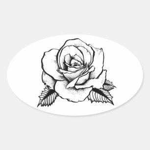 Sticker Ovale tatouage rose