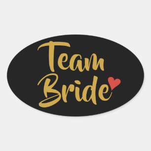 Sticker Ovale Team Bride Red Heart