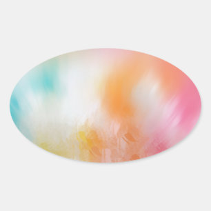 Sticker Ovale Tendance Abstraite couleur rose rouge jaune bleu