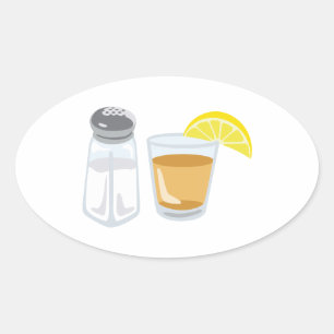 Sticker Ovale Tequila Boire Verre Sel Shaker Lemon