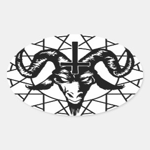 Sticker Ovale Tête avec Chaos Star (noir)