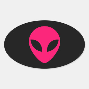 Sticker Ovale Tête d'Alien rose vif