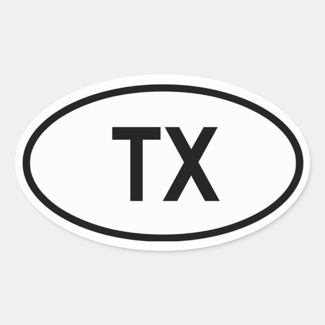 Sticker Ovale Texas "TX" (Devant)