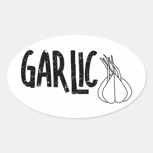 Sticker Ovale Texte de l'ail (Devant)