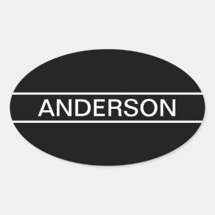 Sticker Ovale Texte personnalisable Bold Modern Black & White