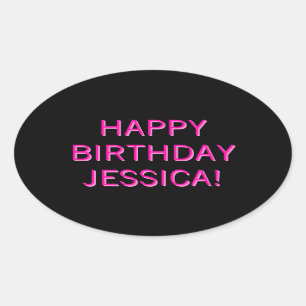 Sticker Ovale Texte personnalisable Joyeux anniversaire à n'impo