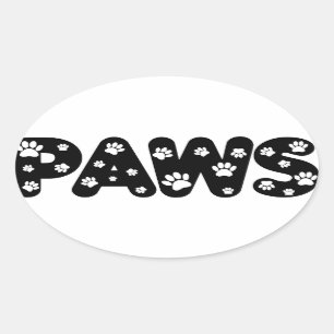 Sticker Ovale Texte personnalisé des pattes de chien