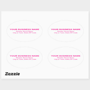 Sticker Ovale Texte rose clair Adresse professionnelle sur blanc