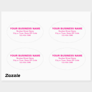 Sticker Ovale Textes de marque minimaux roses sur blanc