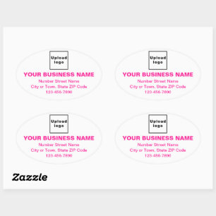 Sticker Ovale Textes minimaux de marque commerciale rose sur bla